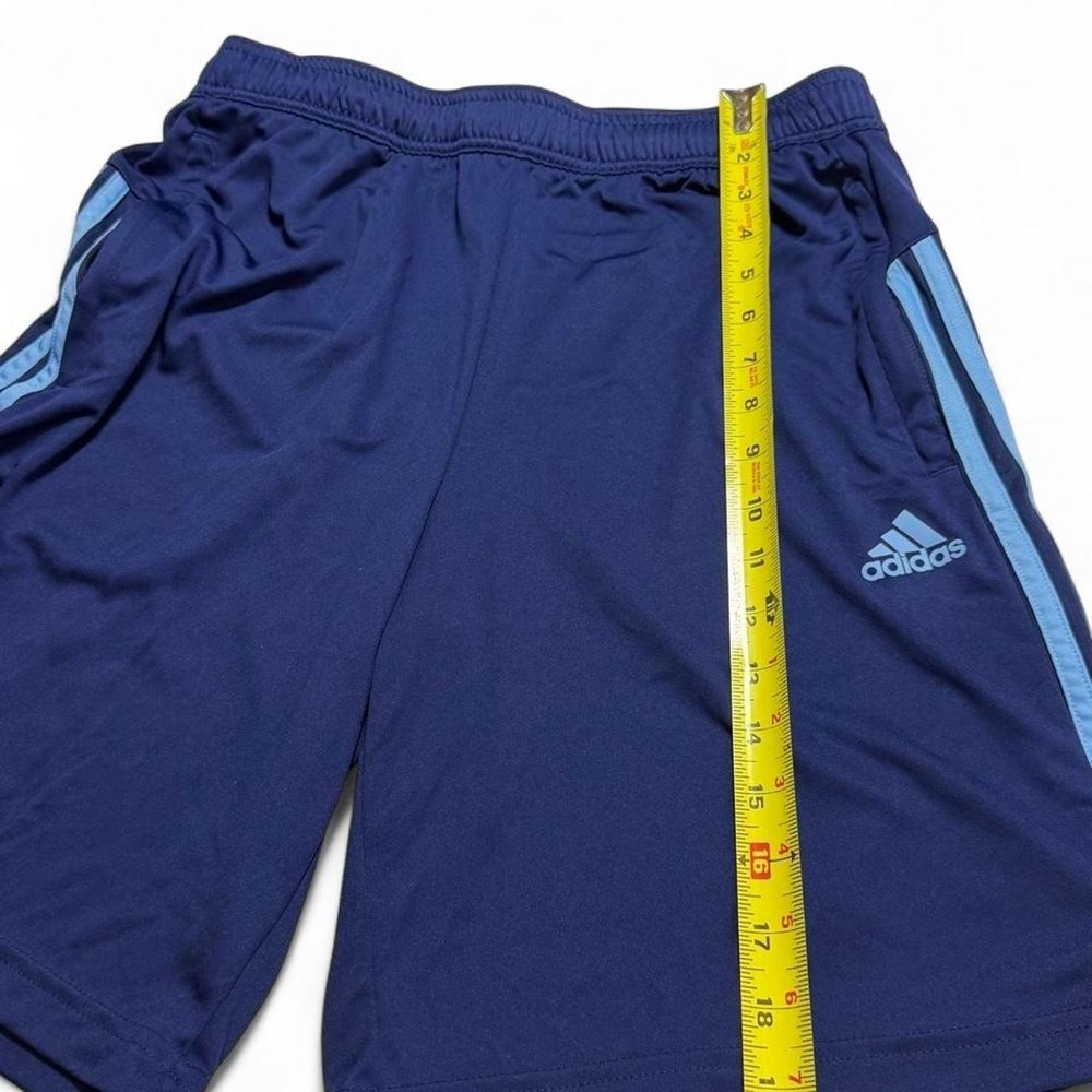 Adidas Blokecore Navy & Light Blue 3 Stripe Running Athletic Gym Shorts - Picture 5 of 6